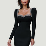 Ozdobna sukienka bodycon z kwadratowym dekoltem