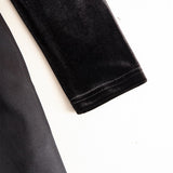 Elegancka Czarna Sukienka Midi z Aksamitą i Satyną