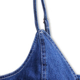 Ciemnoniebieska, bezrękawnikowa sukienka midi z denimu