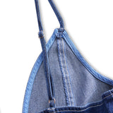 Ciemnoniebieska, bezrękawnikowa sukienka midi z denimu