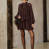 Zestaw Mini Sukienki z Tiered Ruffle Chiffon z Podszewką