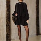 Zestaw Mini Sukienki z Tiered Ruffle Chiffon z Podszewką