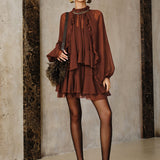Zestaw Mini Sukienki z Tiered Ruffle Chiffon z Podszewką