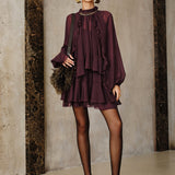 Zestaw Mini Sukienki z Tiered Ruffle Chiffon z Podszewką