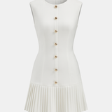 Metaliczna Sukienka Mini Bez Rękawów Slim Fit z Faldami