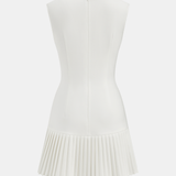 Metaliczna Sukienka Mini Bez Rękawów Slim Fit z Faldami