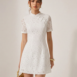 Sukienka Krótką Rękawem w Stylu Cheongsam