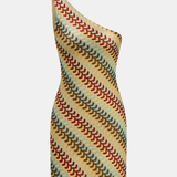 Jedno Ramię Fala Paskowana Sukienka Mini Slim Fit