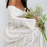 Sukienka Maxi z Koronką na Ramiączkach