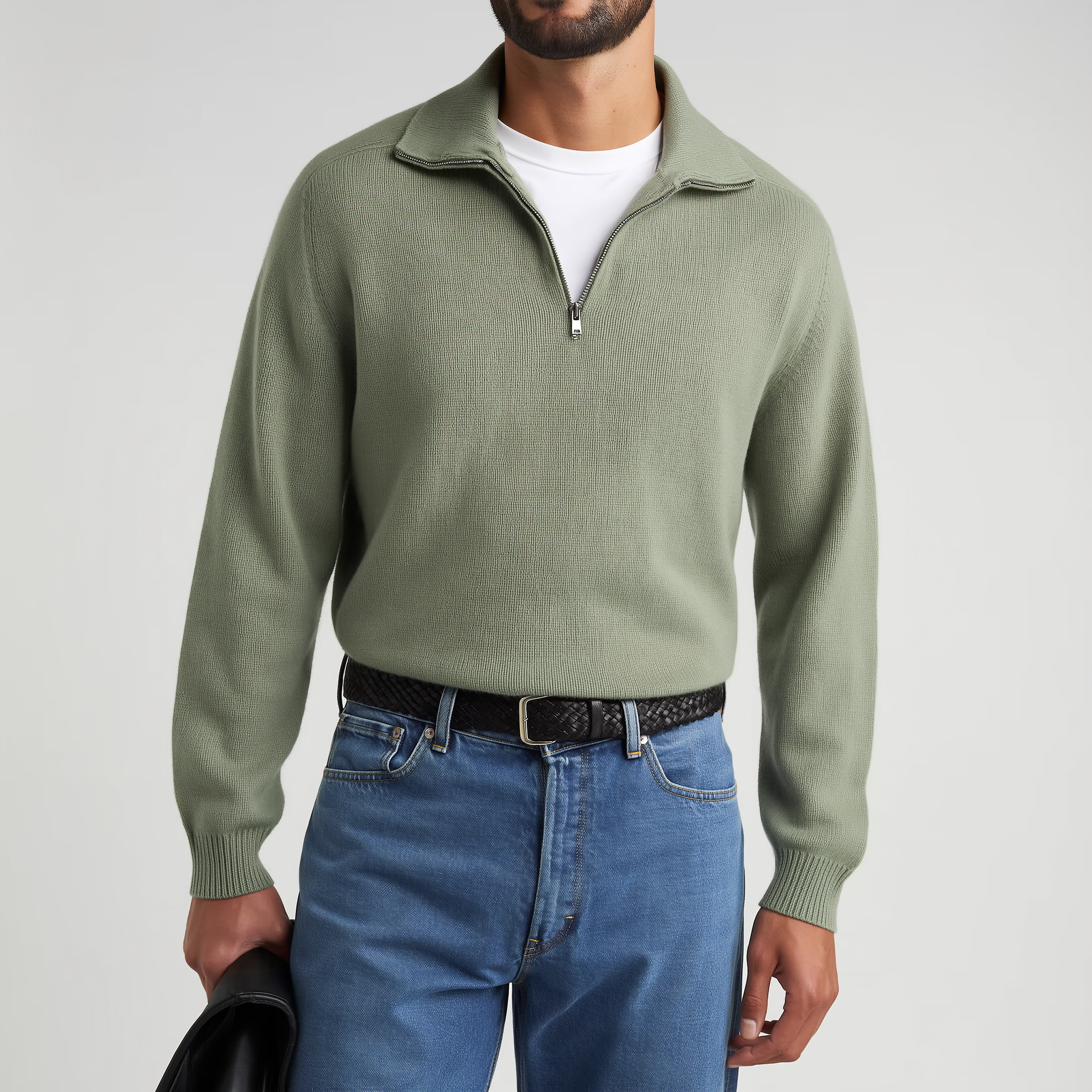 Sergiu™ - Elegancki sweter z krótkim zamkiem