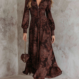 Marlena - Sukienka Maxi z Paisley i Zippem w Talii